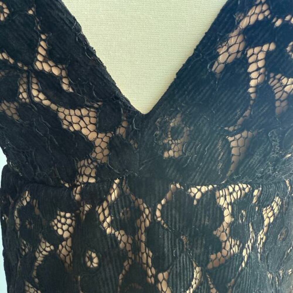 Free People Dangerous Love Lace Mini Dress Black L Boho Romantic Goth Whimsical - Picture 5 of 15